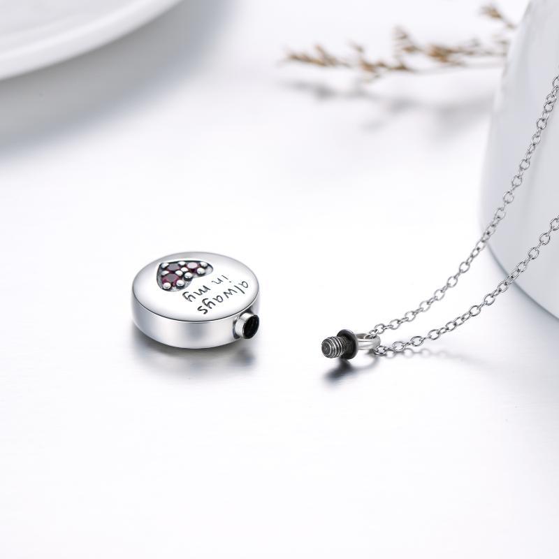 Sterling Silver Heart Urn Engraved Cremation Necklace for Ashes - Image 4