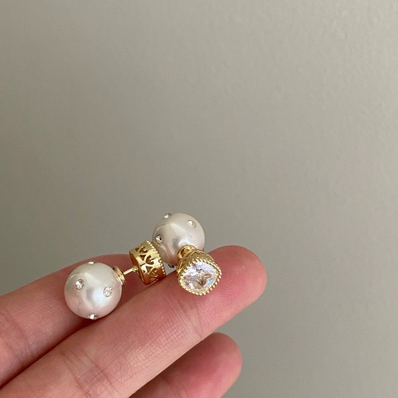 Vintage Zircon Pearl Stud Earrings for Women - Elegant Accessories - Image 2