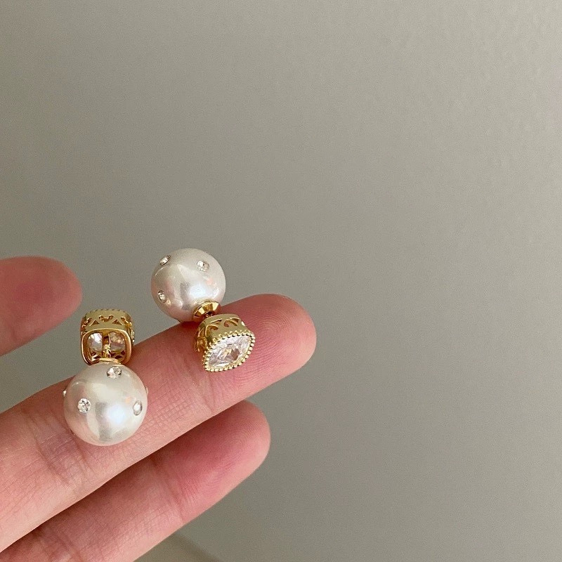 Vintage Zircon Pearl Stud Earrings for Women - Elegant Accessories - Image 4