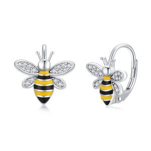 S925 Sterling Silver Bee Earrings - Bumble Honey Huggie Hoop Jewelry Gifts for Women, Girls, and Teens