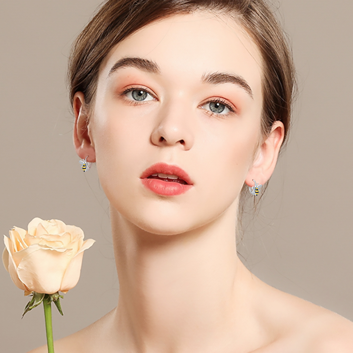 S925 Sterling Silver Bee Earrings - Bumble Honey Huggie Hoop Jewelry Gifts for Women, Girls, and Teens - Image 2
