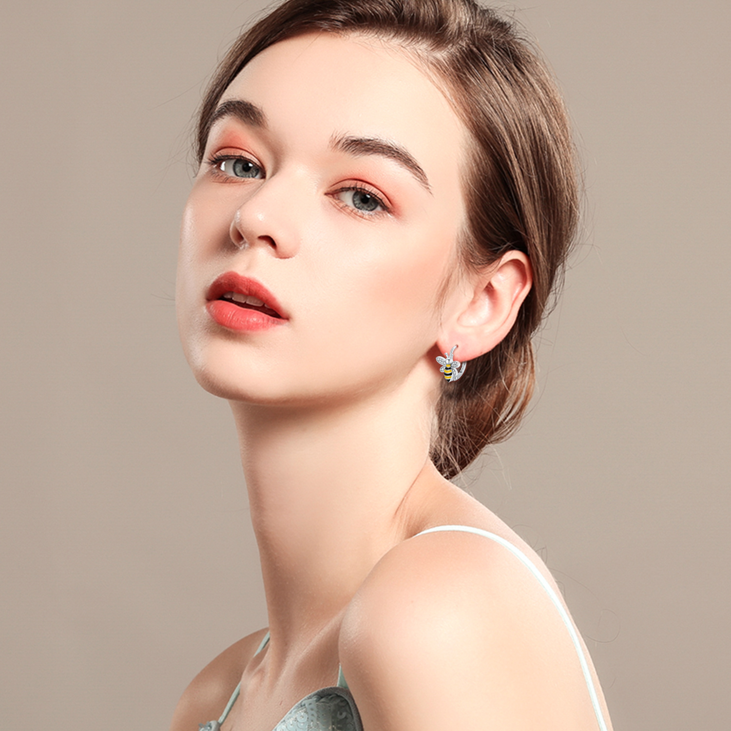 S925 Sterling Silver Bee Earrings - Bumble Honey Huggie Hoop Jewelry Gifts for Women, Girls, and Teens - Image 3