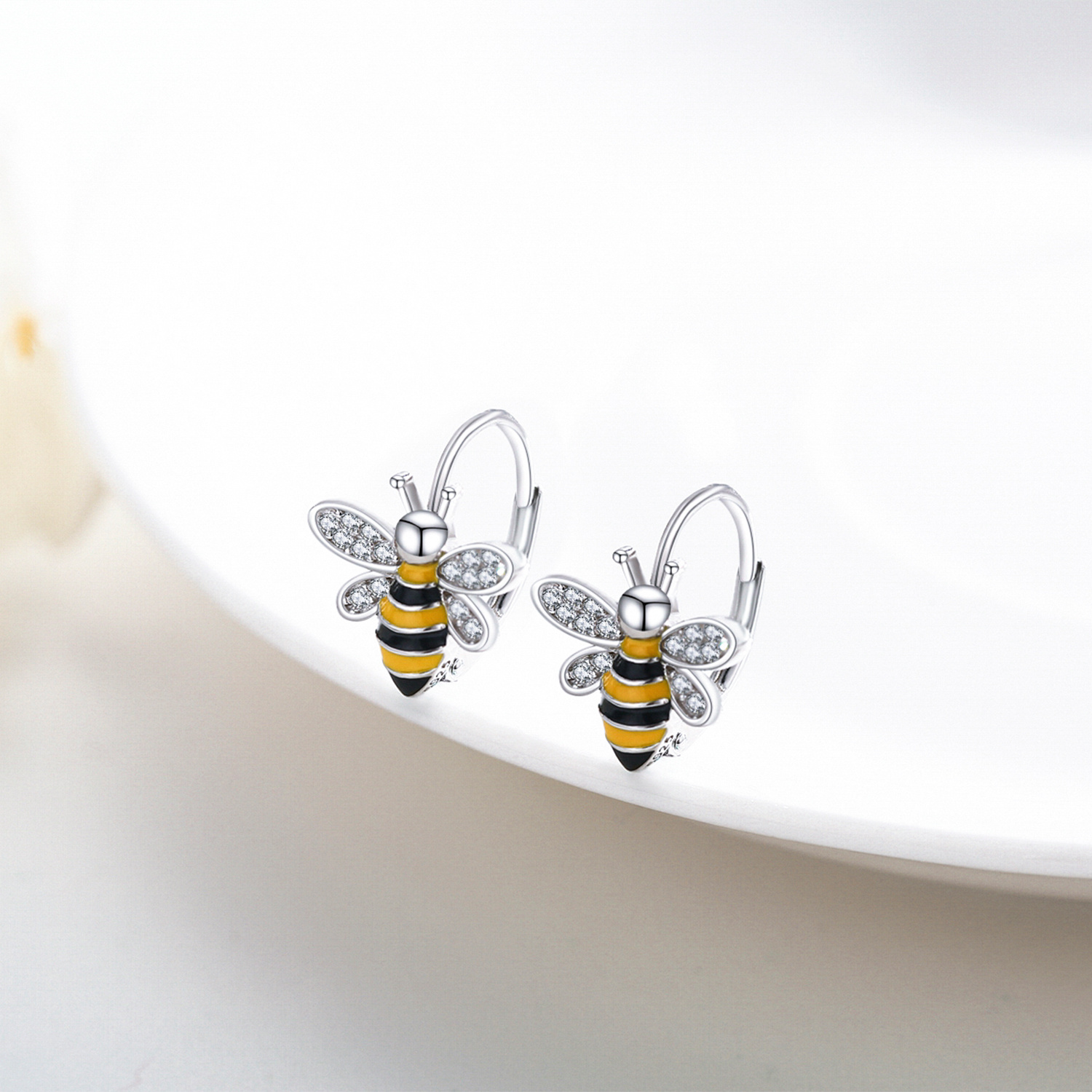 S925 Sterling Silver Bee Earrings - Bumble Honey Huggie Hoop Jewelry Gifts for Women, Girls, and Teens - Image 4