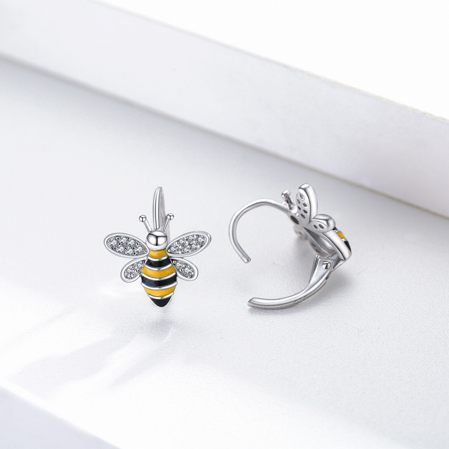 S925 Sterling Silver Bee Earrings - Bumble Honey Huggie Hoop Jewelry Gifts for Women, Girls, and Teens - Image 5