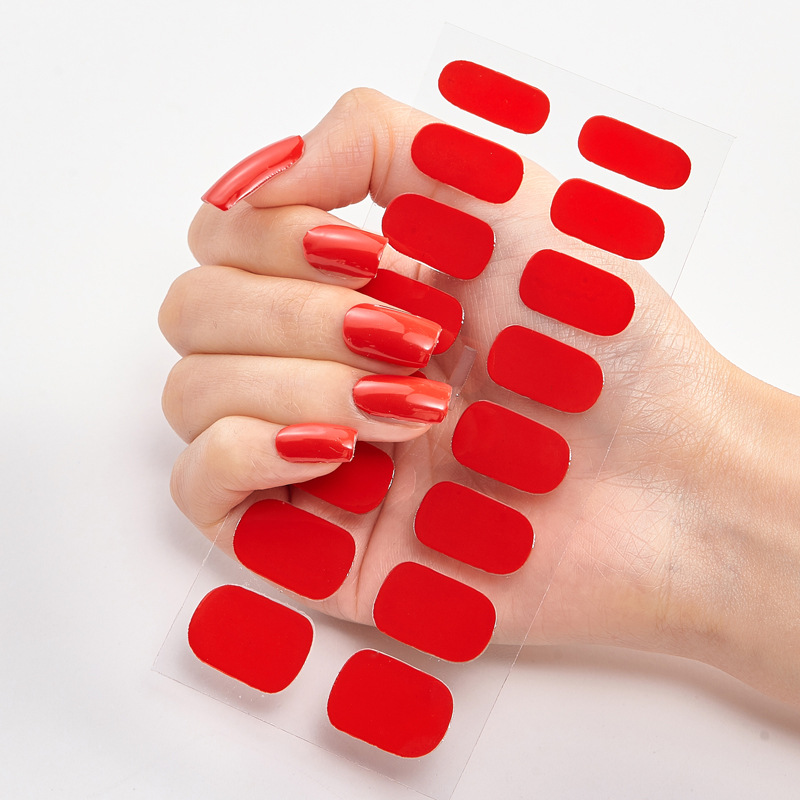 Vibrant Pure Color 16 Nail Stickers for Stunning Manicures - Image 3