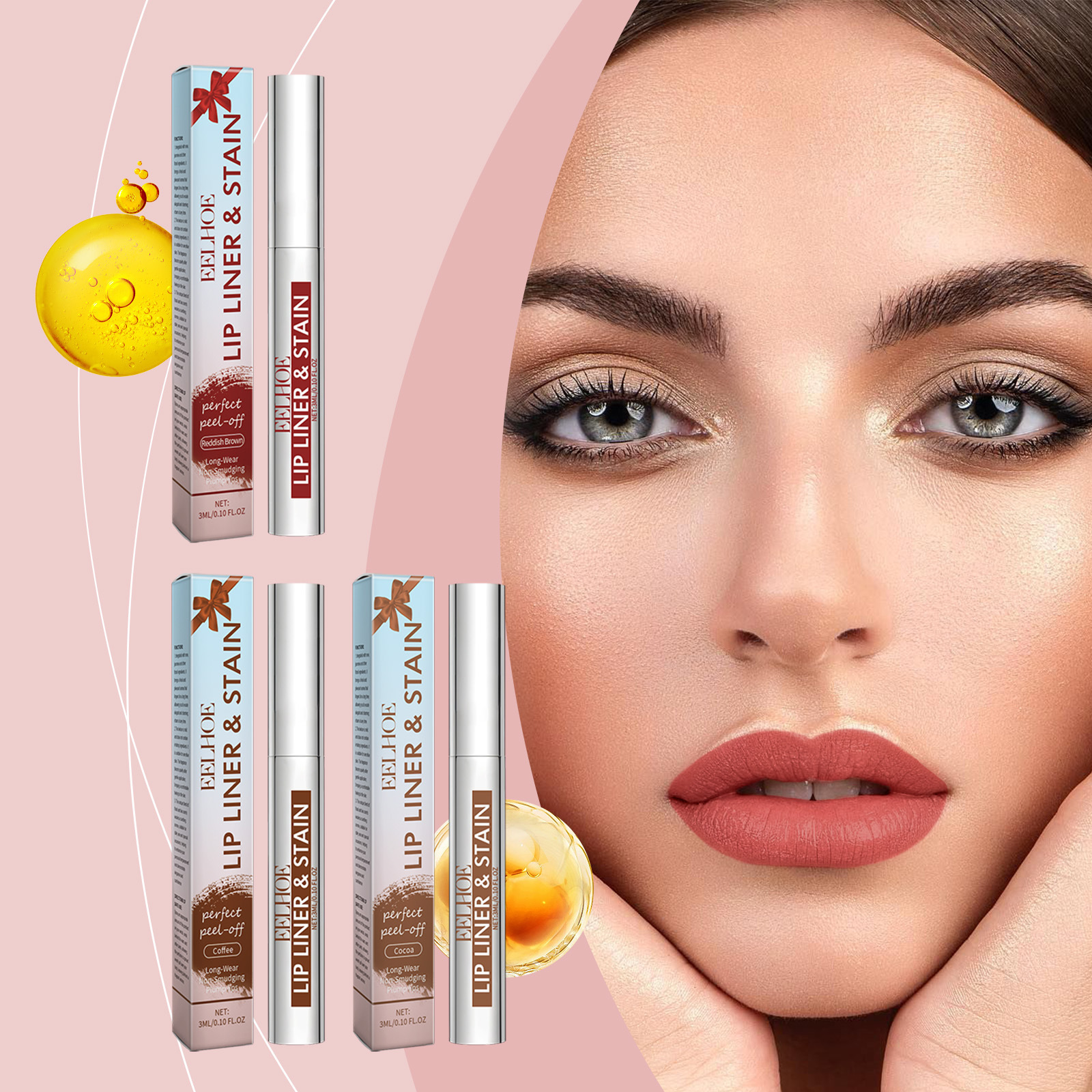 Waterproof Peeling Lip Gloss & Lip Liner Stain Tattoo - Long Lasting Hydrating Matte Makeup Peel Off Lipgloss & Lipliner Cosmetics