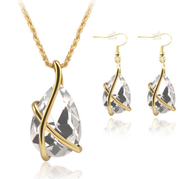 Europe and US Cross-Border E-Commerce Jewelry Set: Pendant Necklace & Earrings - Nostalgic Crystal Holiday Party & Wedding Supplies - Image 4