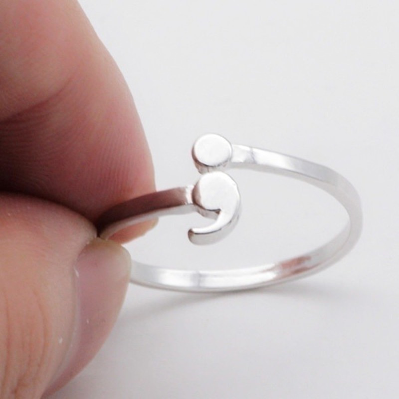 Stylish Semicolon Design Ring - Inspirational Jewelry for Men & Women, Perfect Graduate & Valentine's Gift