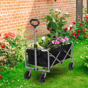 Silver Frame Oxford Cloth Garden Folding Cart - Durable & Stylish Garden Utility
