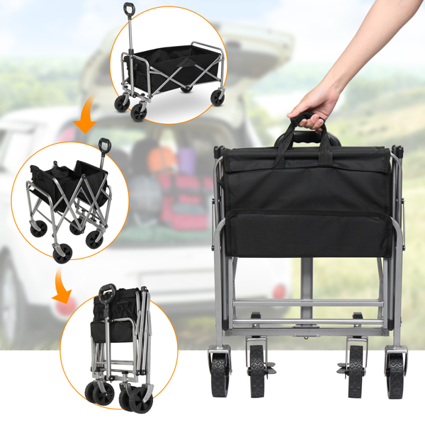 Silver Frame Oxford Cloth Garden Folding Cart - Durable & Stylish Garden Utility - Image 4