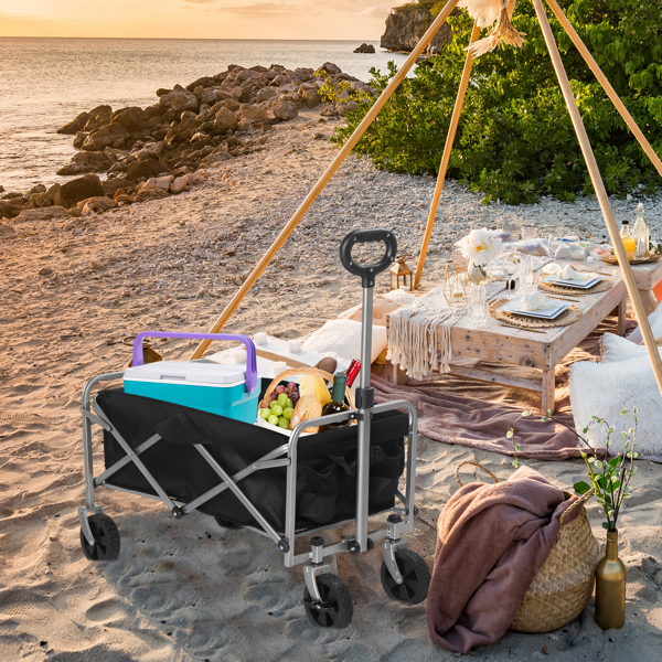 Silver Frame Oxford Cloth Garden Folding Cart - Durable & Stylish Garden Utility - Image 18