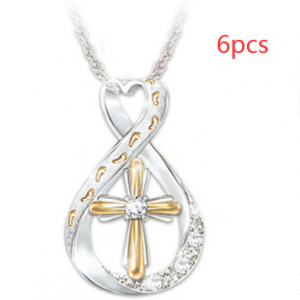 Two-Tone Cross Footprint Diamond Pendant - Elegant & Unique Design