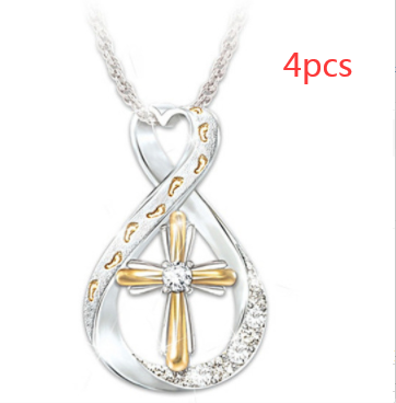Two-Tone Cross Footprint Diamond Pendant - Elegant & Unique Design - Image 2