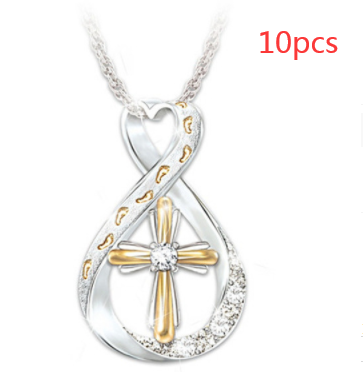 Two-Tone Cross Footprint Diamond Pendant - Elegant & Unique Design - Image 3