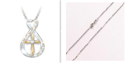 Two-Tone Cross Footprint Diamond Pendant - Elegant & Unique Design - Image 4