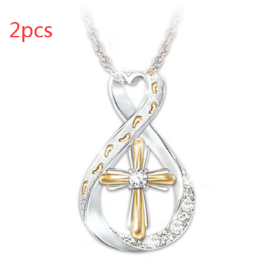 Two-Tone Cross Footprint Diamond Pendant - Elegant & Unique Design - Image 10