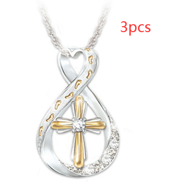 Two-Tone Cross Footprint Diamond Pendant - Elegant & Unique Design - Image 11