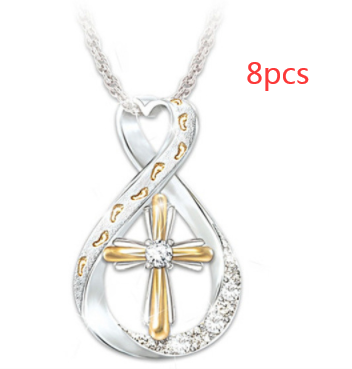 Two-Tone Cross Footprint Diamond Pendant - Elegant & Unique Design - Image 12