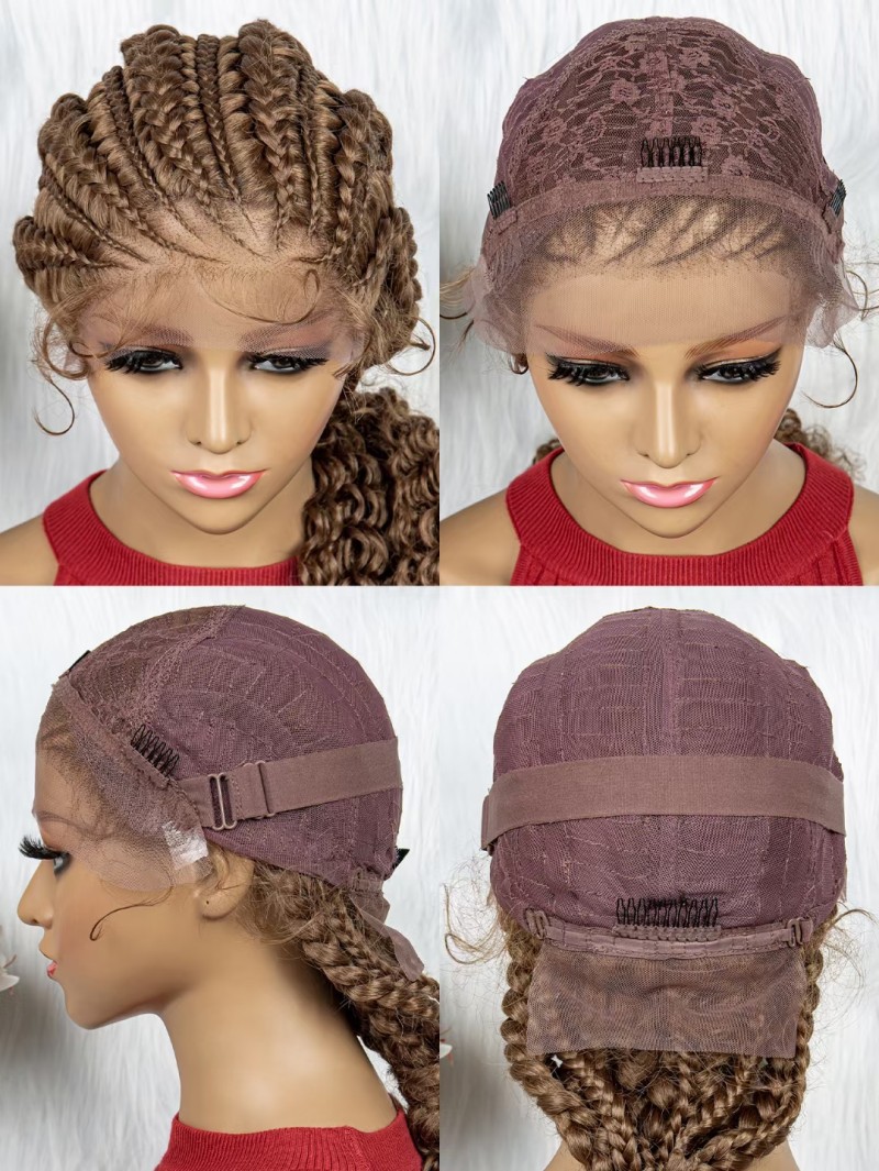 Lace Braided Handcrafted African Wig - Exquisite Hand-woven Style - Image 11