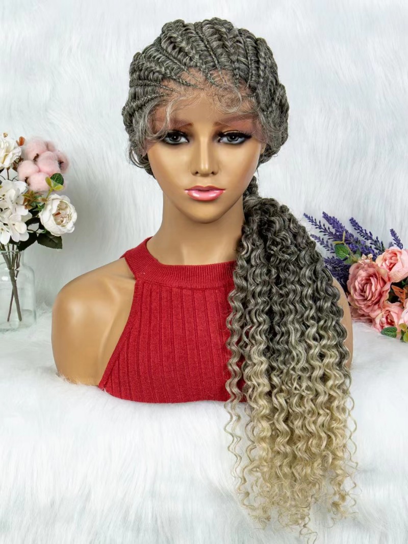 Lace Braided Handcrafted African Wig - Exquisite Hand-woven Style - Image 13