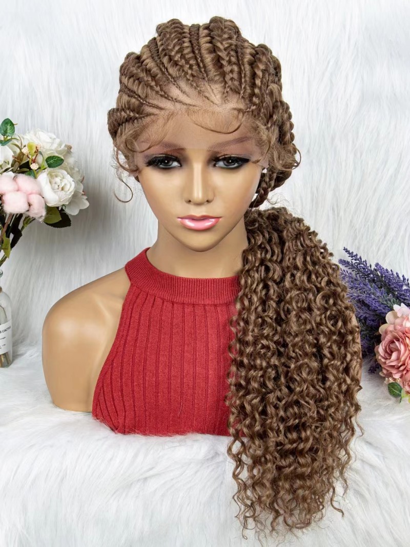 Lace Braided Handcrafted African Wig - Exquisite Hand-woven Style - Image 14