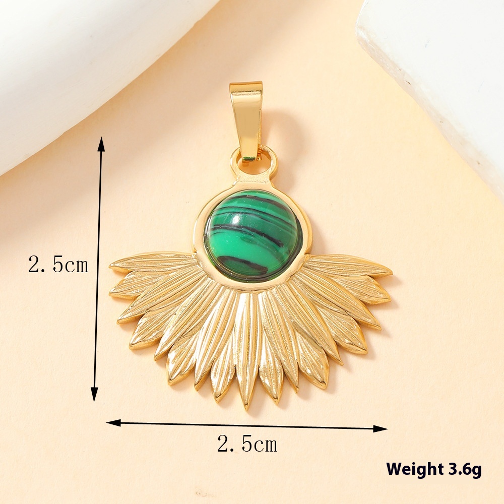 Elegant Single Pendant Cast Stainless Steel Ornament with Color Inlay - Image 3