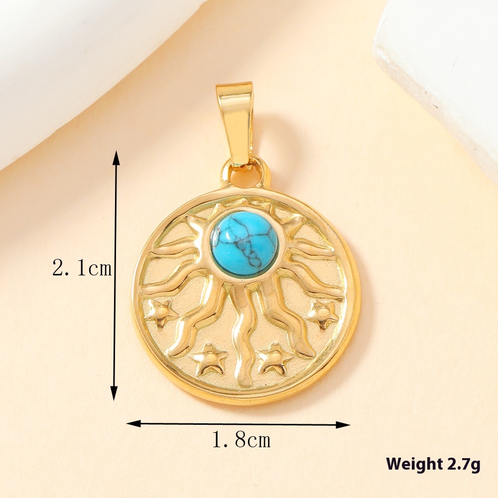Elegant Single Pendant Cast Stainless Steel Ornament with Color Inlay - Image 12
