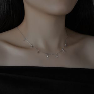 Stylish Women's Sterling Silver Water Drop Tassel Necklace