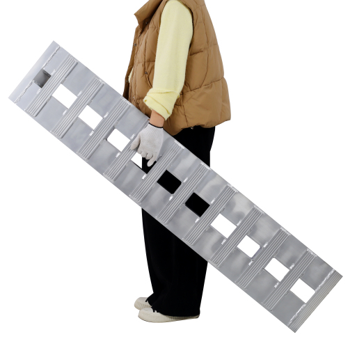 Heavy-Duty Loading Ramps with Top Hook for Motorcycles & Tractors - Universal 60" x 12" Aluminum Ramps, 6600 LBS Capacity, 1 Pair, Silver - Image 4