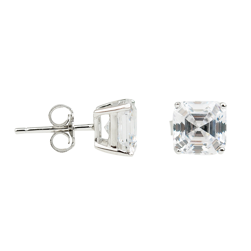 Elegant S925 Sterling Silver Square Diamond Stud Earrings for Every Occasion - Image 2