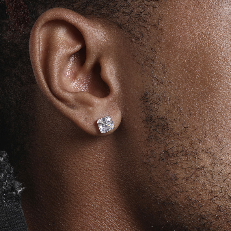 Elegant S925 Sterling Silver Square Diamond Stud Earrings for Every Occasion - Image 8