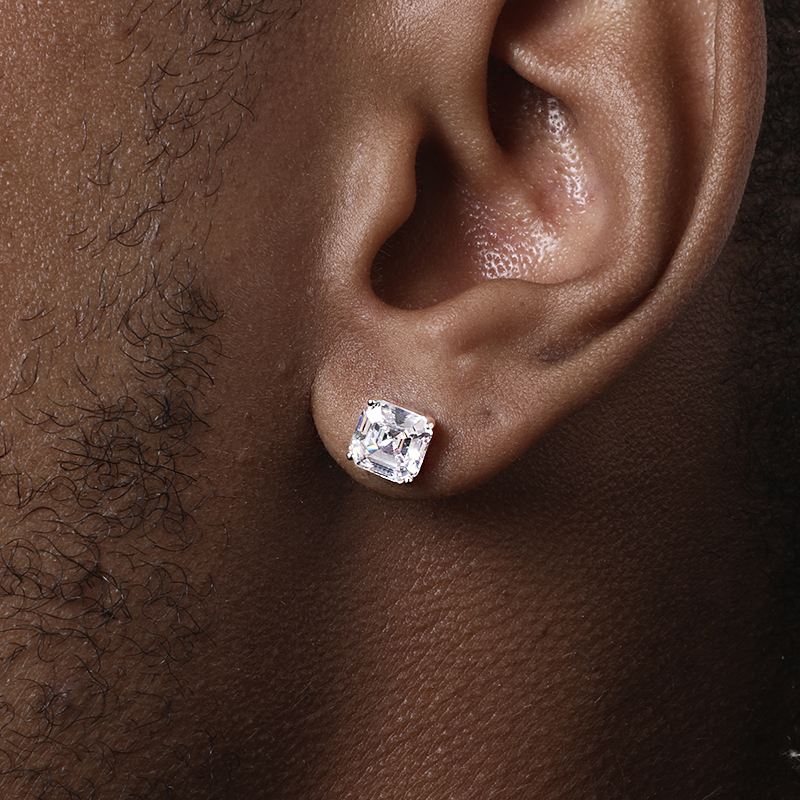 Elegant S925 Sterling Silver Square Diamond Stud Earrings for Every Occasion - Image 9