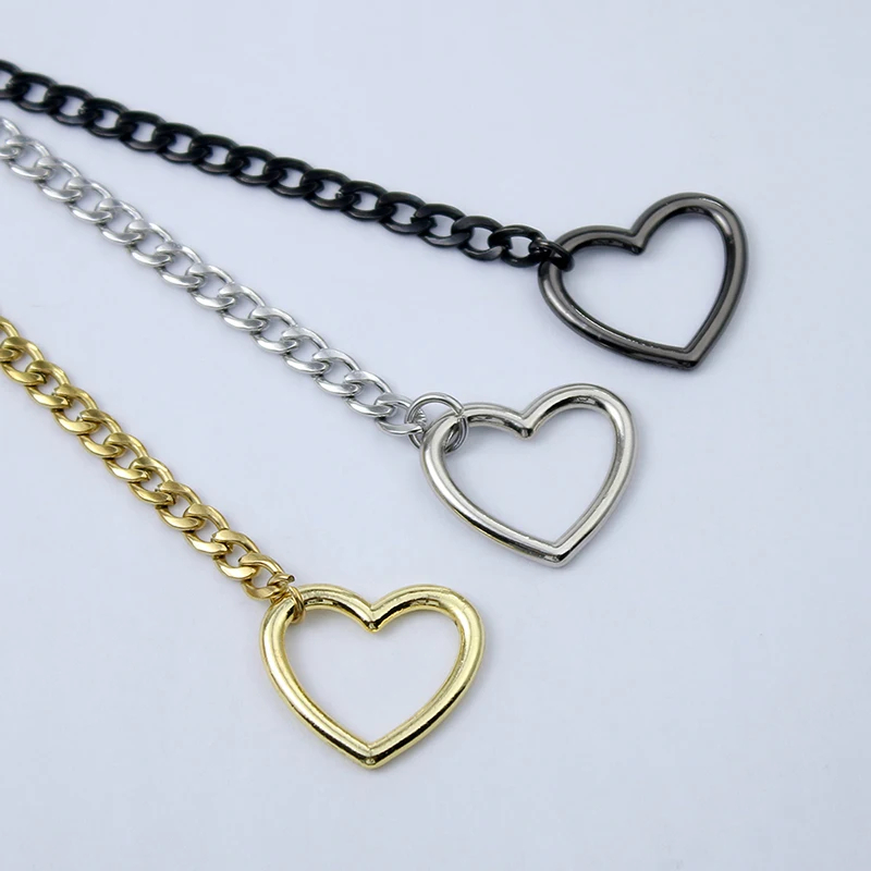 2024 Fashion Jewelry Slip Chain Necklace - Heart O-Ring Rock Cuban Long Design with Adjustable Heart-Shaped Lock and Key - Image 11