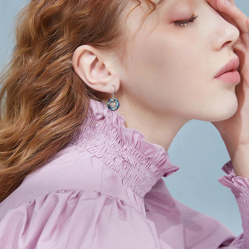 Sterling Silver Frog Dangle Earrings with Crystal Accents for Women - Image 4