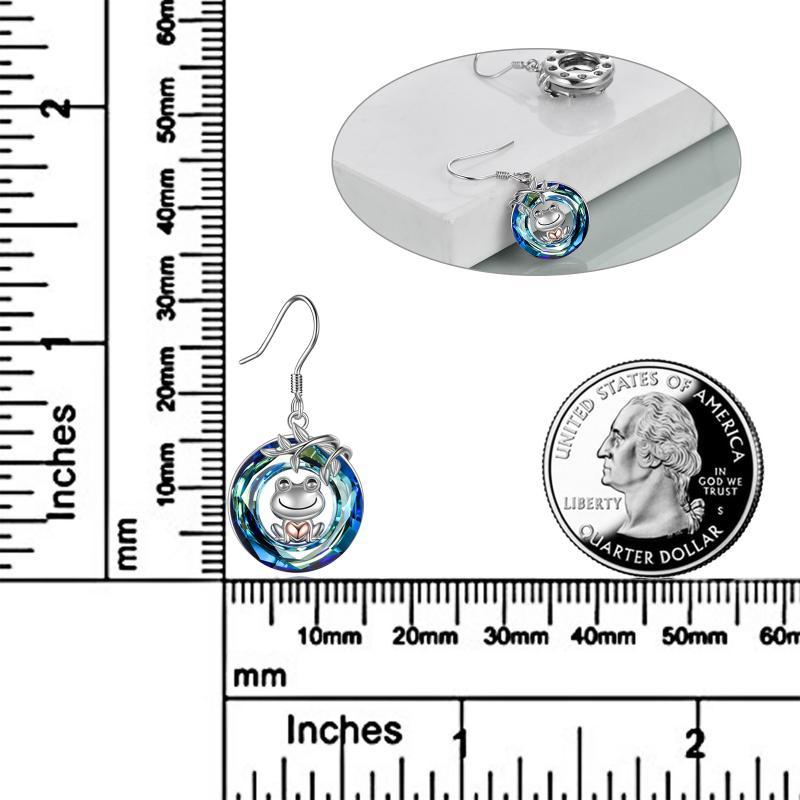 Sterling Silver Frog Dangle Earrings with Crystal Accents for Women - Image 5