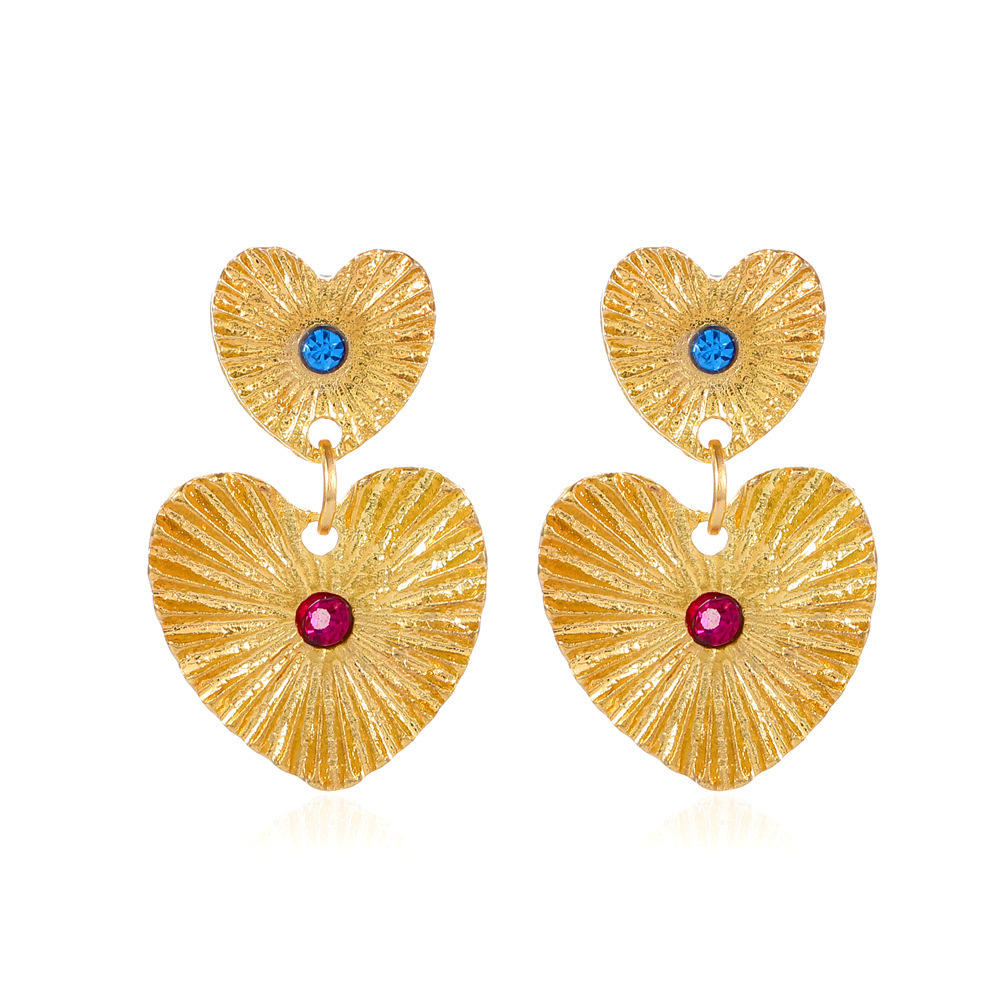 Bohemian Heart-Shaped Sunflower Earrings with Rhinestone - Exaggerated Love Jewelry for Women, Perfect for Valentine's Day - Image 7
