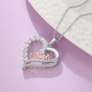Stylish European and American Cross-Border Jewelry - Creative Mother's Day Gift, Mom's Love Diamond Pendant Necklace Accessories