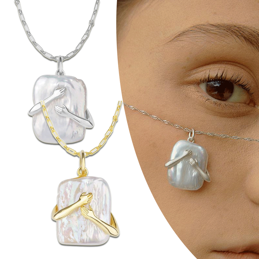 Elegant Square Baroque Pearl Couple Pendant Necklace - Perfect Valentine's Day Gift for Lovers & Party Jewelry - Image 2