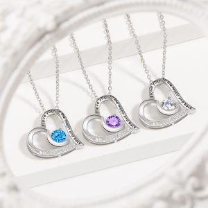 Fashionable Heart-shaped Love Necklace with Rhinestones and Letters - Perfect Valentine's Day Gift