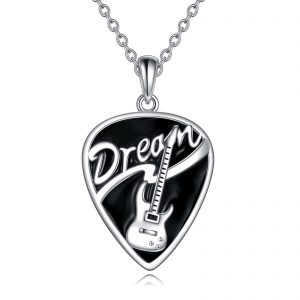 Sterling Silver Guitar Pick Pendant Necklace - Perfect Music Jewelry Gifts for Women