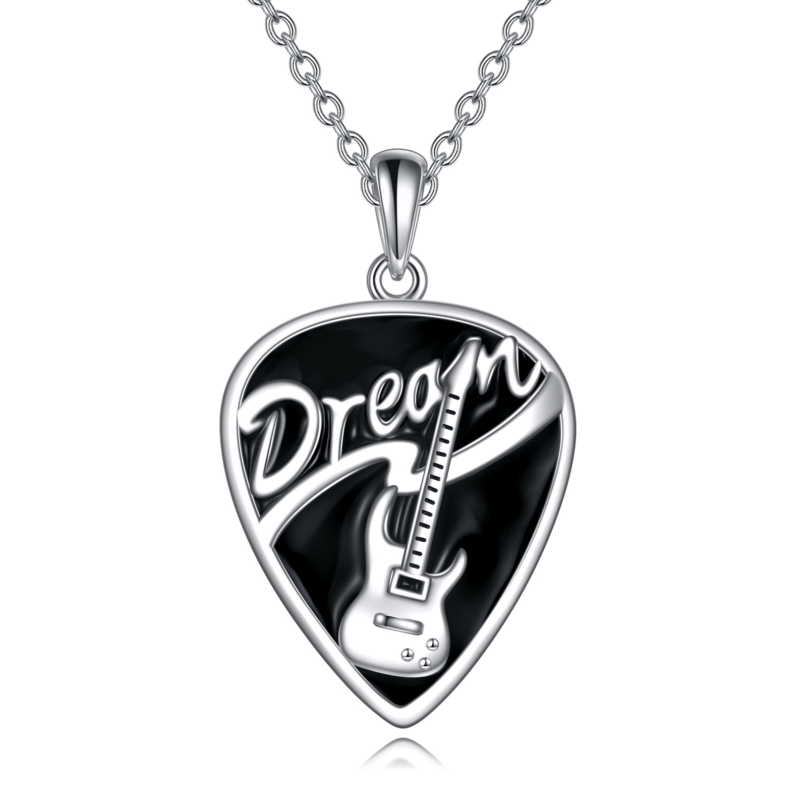 Sterling Silver Guitar Pick Pendant Necklace - Perfect Music Jewelry Gifts for Women