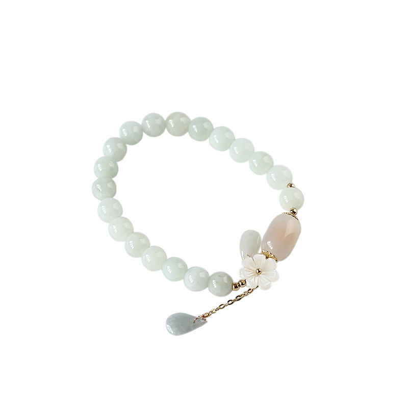 Elegant Shell Flower Jade Water Drop Bracelet - Unique Jewelry Piece