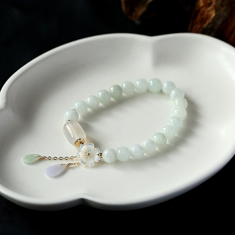 Elegant Shell Flower Jade Water Drop Bracelet - Unique Jewelry Piece - Image 8