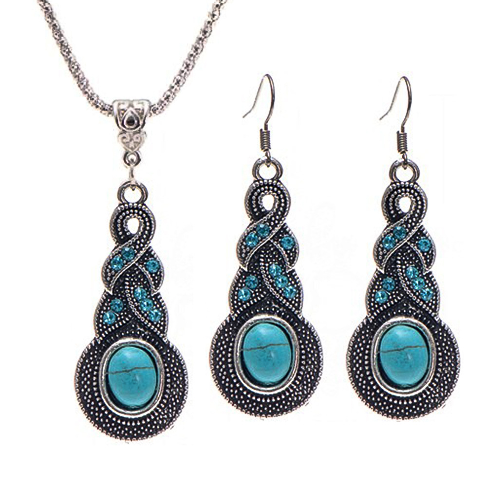 Turquoise Necklace and Earrings Set - Elegant Jewelry for Any Occasion - Image 3