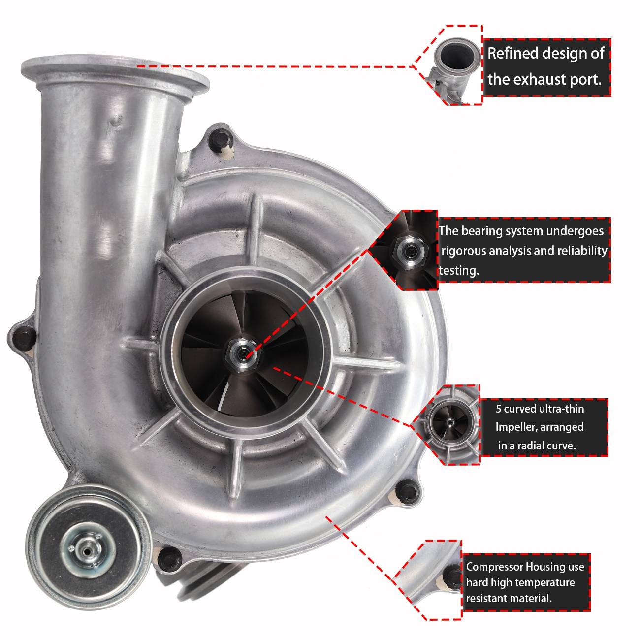 1831383C92 Turbo Turbocharger for 99.5-03 Ford F250 F350 F450 F550 7.3L - High Performance Upgrade - Image 6