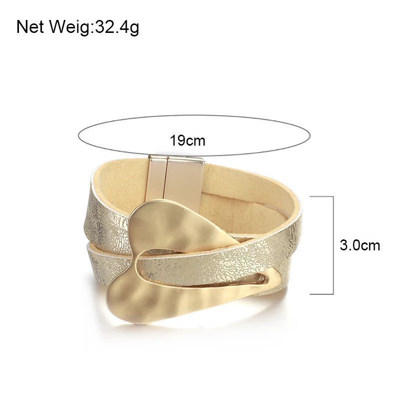 Stylish Leather Alloy Magnetic Buckle Bracelet for Women