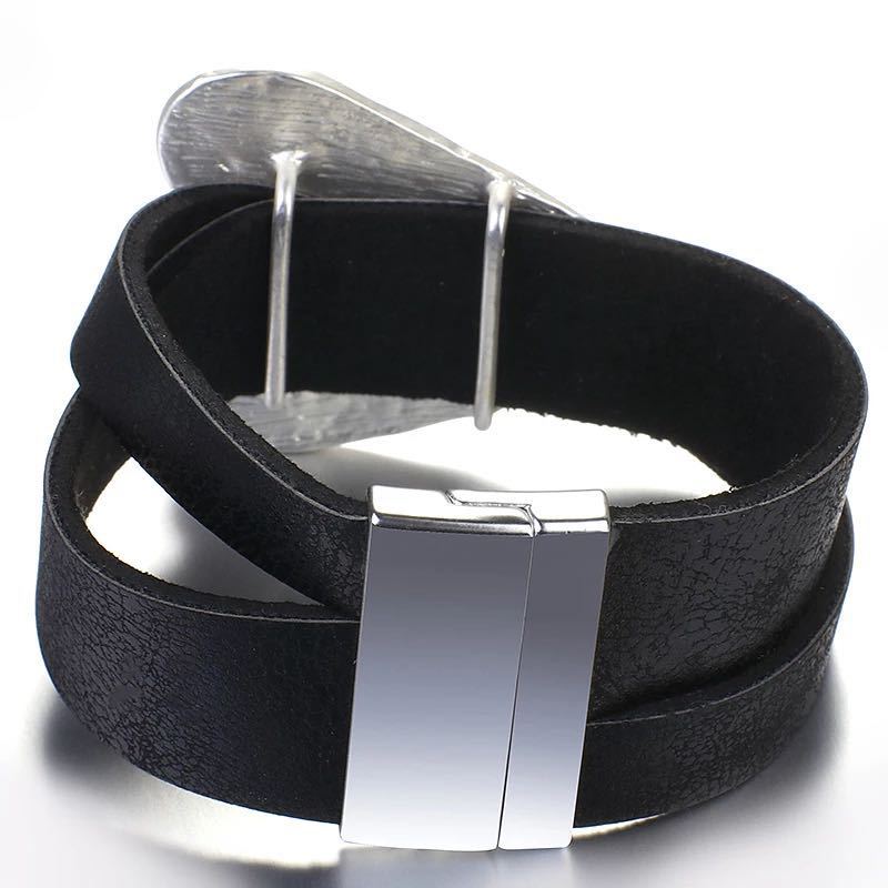 Stylish Leather Alloy Magnetic Buckle Bracelet for Women - Image 4