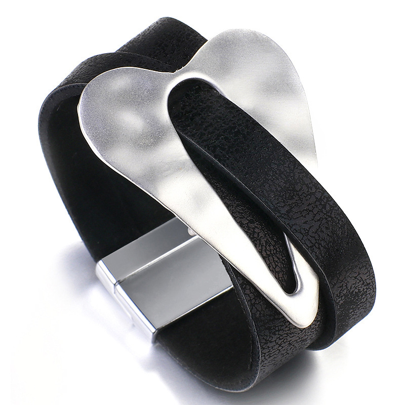 Stylish Leather Alloy Magnetic Buckle Bracelet for Women - Image 6