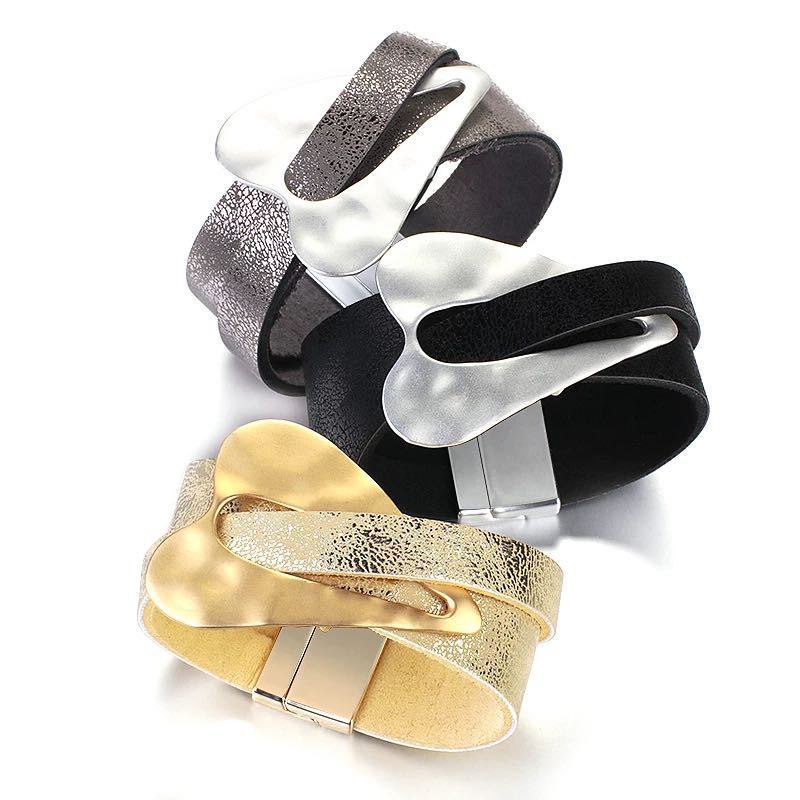 Stylish Leather Alloy Magnetic Buckle Bracelet for Women - Image 7