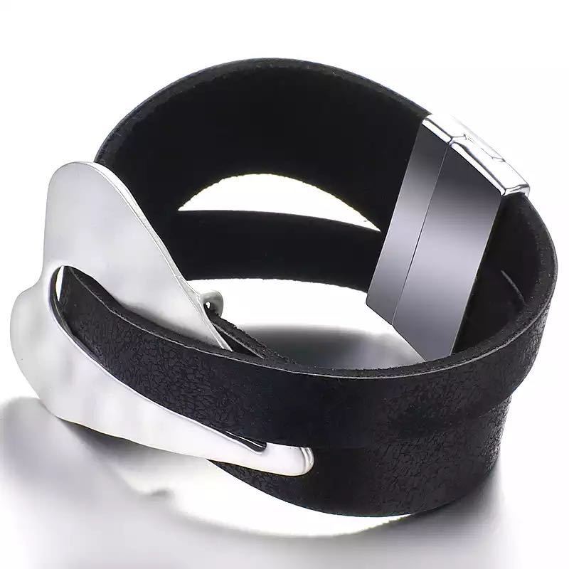 Stylish Leather Alloy Magnetic Buckle Bracelet for Women - Image 8